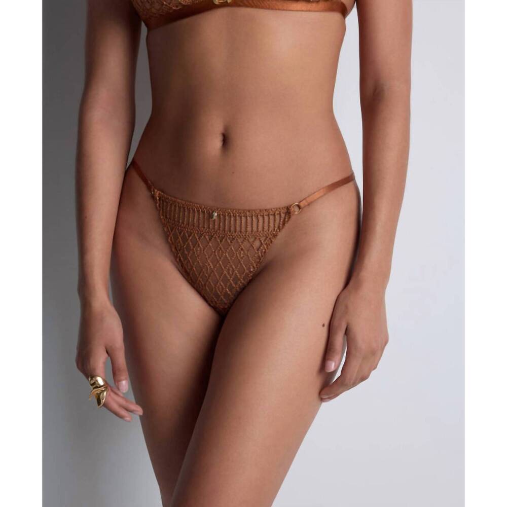 NEW AUBADE stardust dream tanga in amber gold